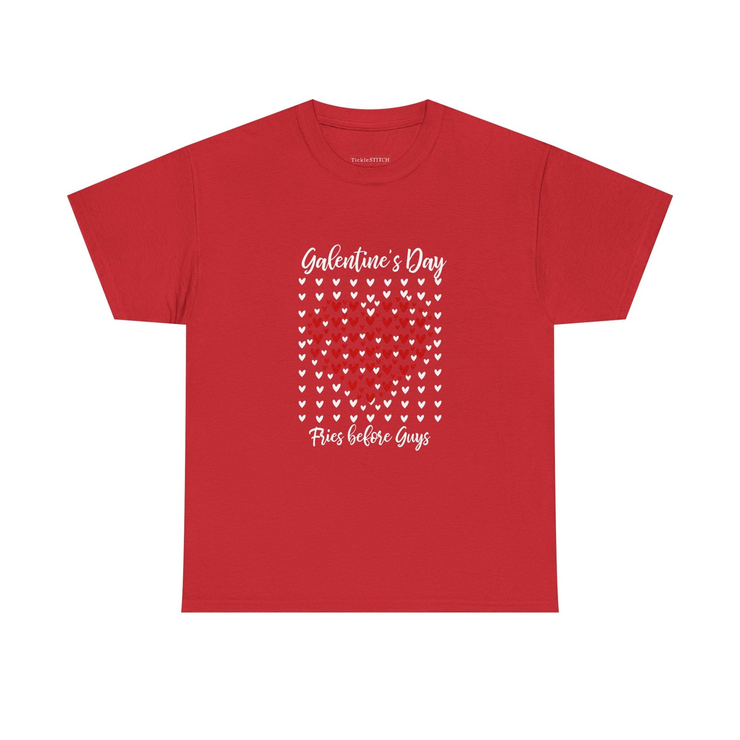 Fries Before Guys Galentine's Day Anti-Valentine Heart Mosaic Tee
