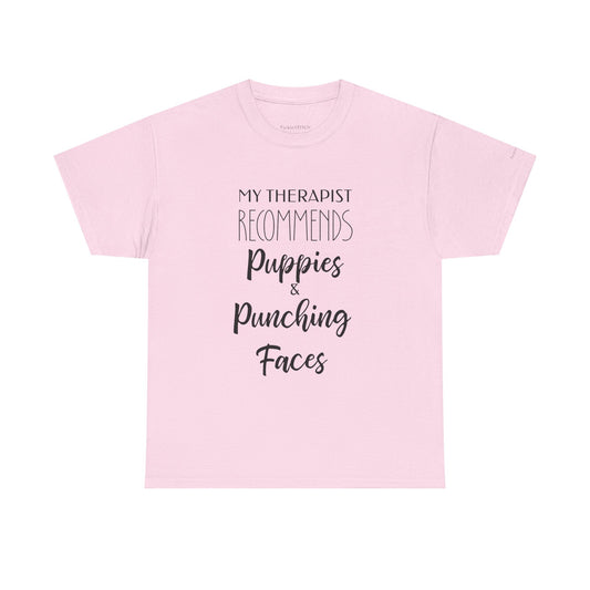 My Therapist Recommends Puppies & Punching Faces Dog Humor Shirt