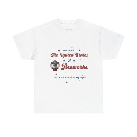 USA Fireworks Patriotic Celebration American Flag Stars Stripes Tee
