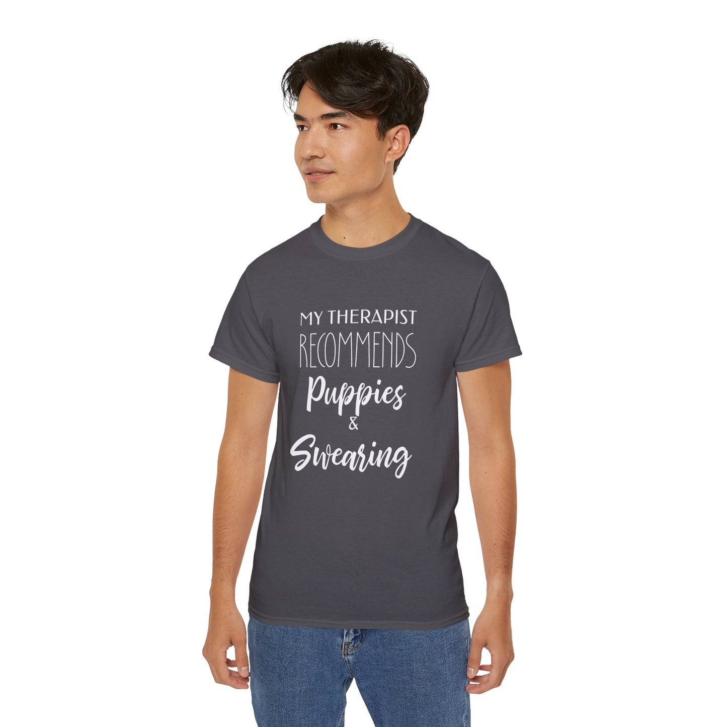 My Therapist Recommends Puppies and Swearing, Dog Shirts for Humans