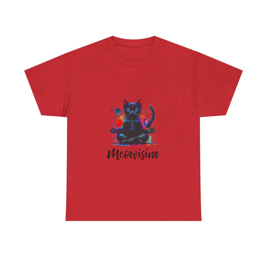 Vibrant Purr Meowisim Black and Colorful Kitty Cat Humor Shirt