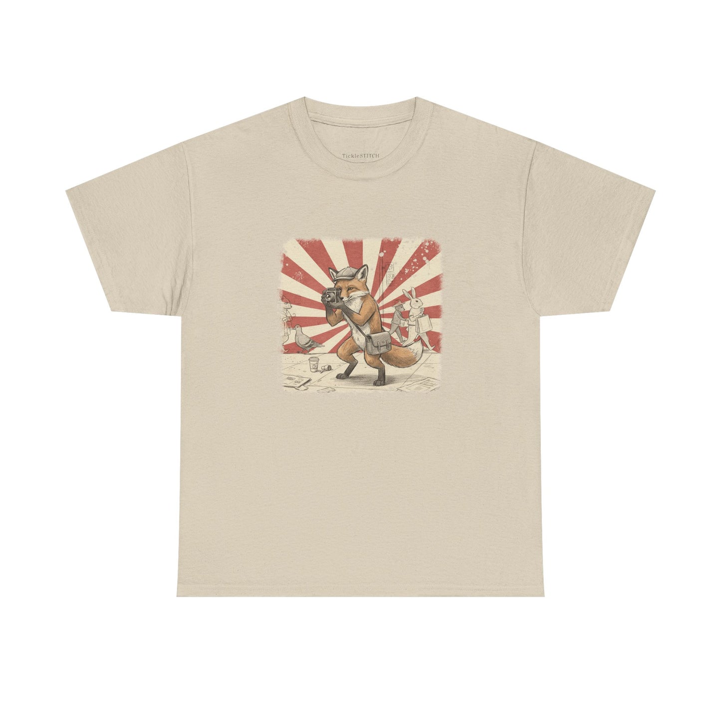 Anthropomorphic Fox Photographer Vintage Camera Street Art Newsboy Cap