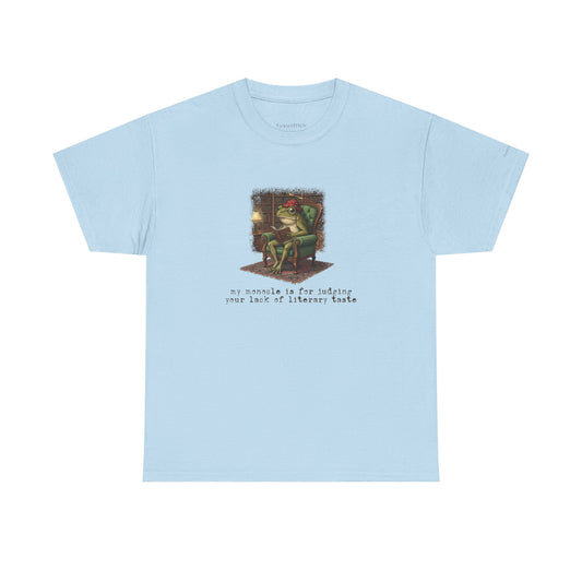 Pretentious Monocle Frog Judging Literary Taste Book Snob Tee