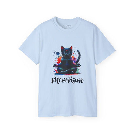 Purr Meowisim Kitty Cat Black and Colorful Cotton Unisex Funny T-Shirt