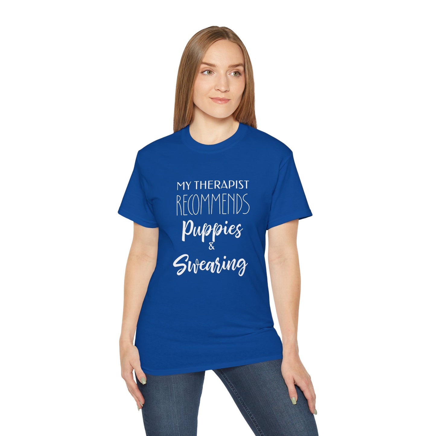 My Therapist Recommends Puppies and Swearing, Dog Shirts for Humans