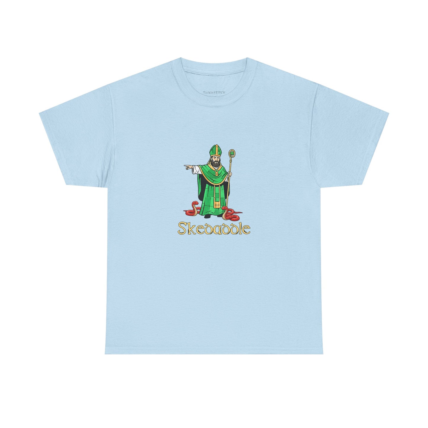 Skedaddle St. Patrick Kicking Snakes Vintage Sketch Irish Humor Shirt