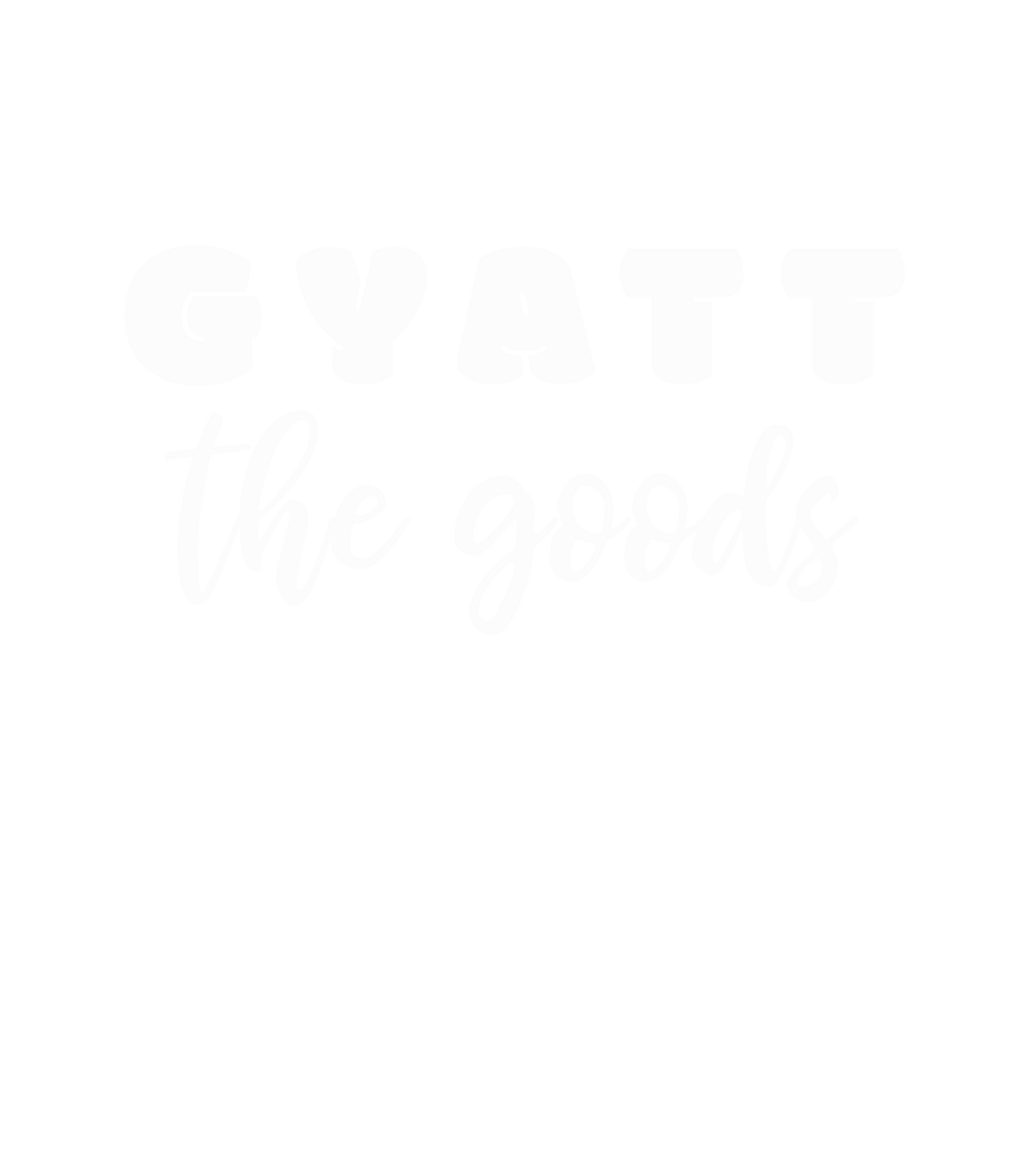 a black background with the words gyatt the goods