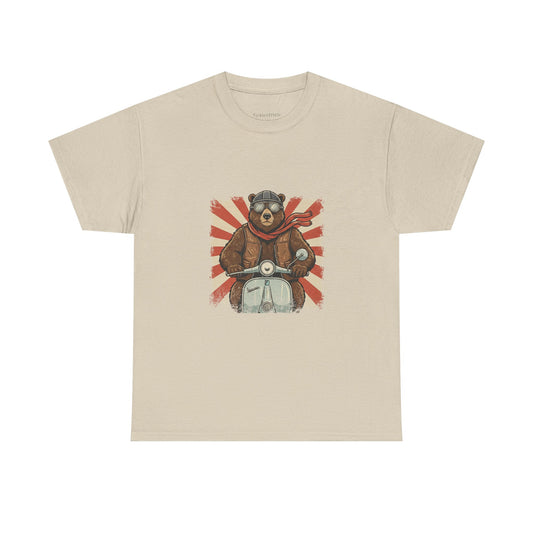 Funny Bear on Vespa Scooter Vintage European Street Style Tee