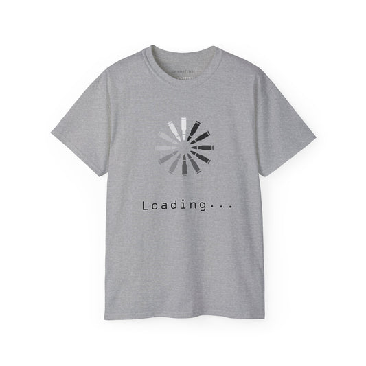 Funny Loading Bullets Icon Tee: Gamer & Gun Enthusiast Humor Shirt
