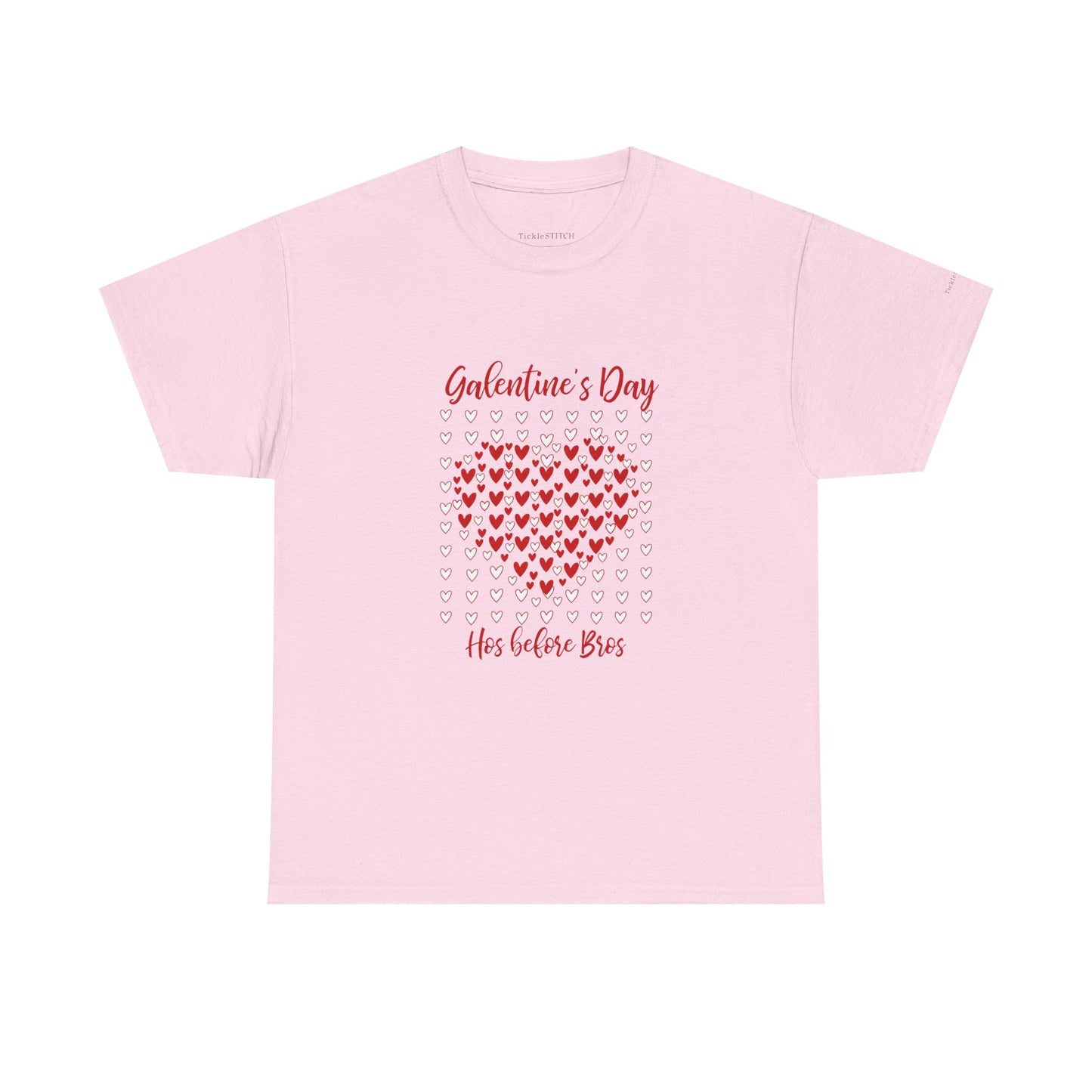 Galentine's Day Hos Before Bros Red White Heart Mosaic T-Shirt
