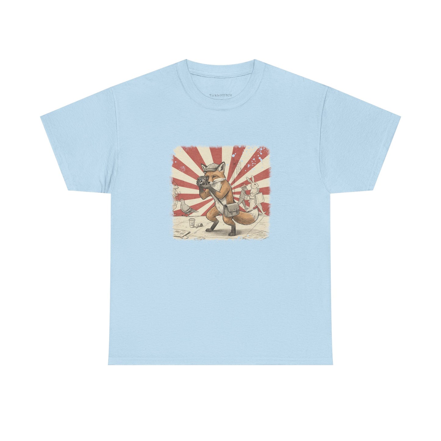 Anthropomorphic Fox Photographer Vintage Camera Street Art Newsboy Cap