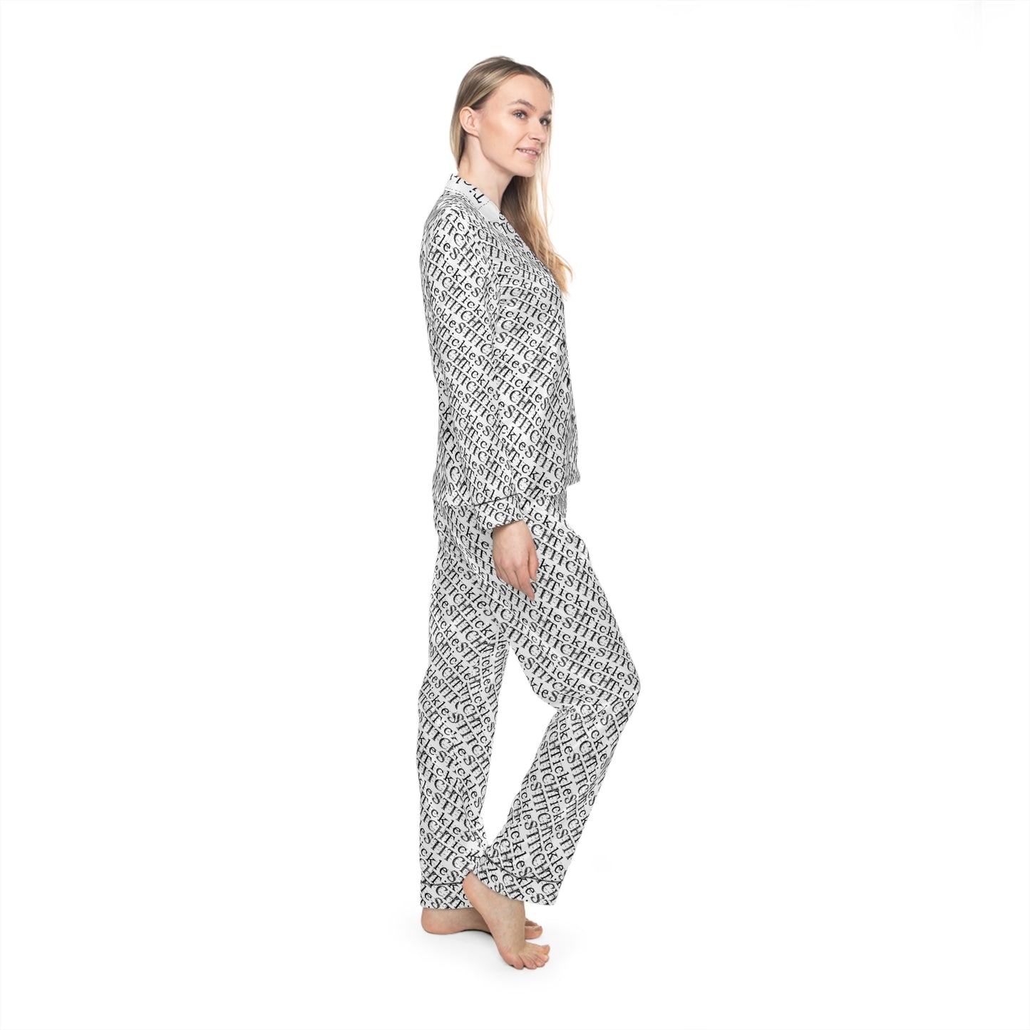 Tickle Stitch Sleepwear – "Dream in Funny!"- Women's Satin Pajamas (AOP)