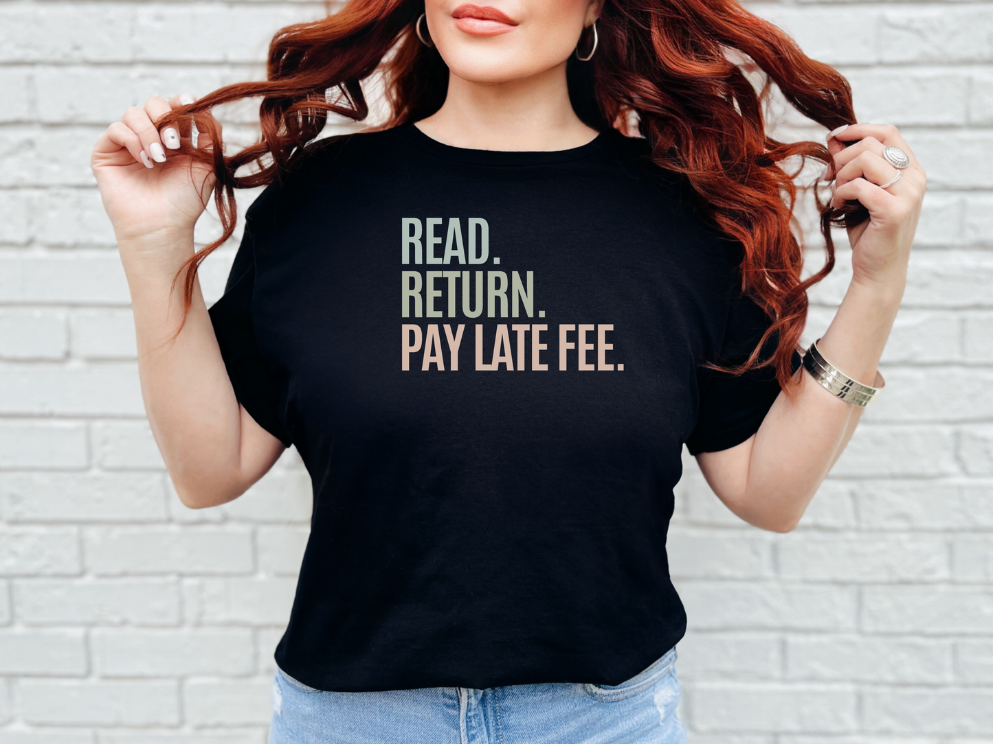 Read. Reurn. Pay Late Fee. Cotton Unisex Funny T-Shirt