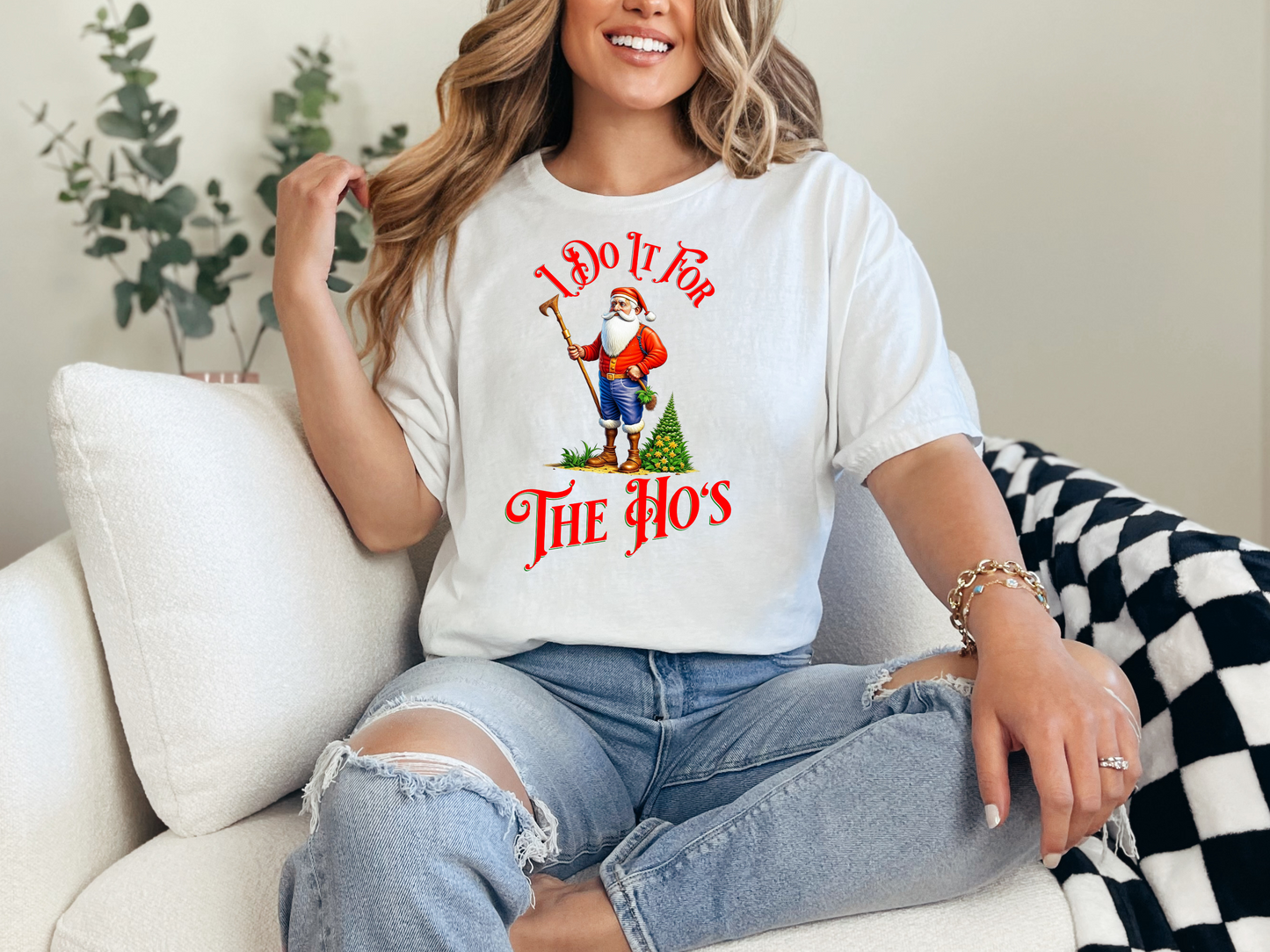 I Do It For The Hos Santa Christmas Unisex Cotton Funny T-shirt