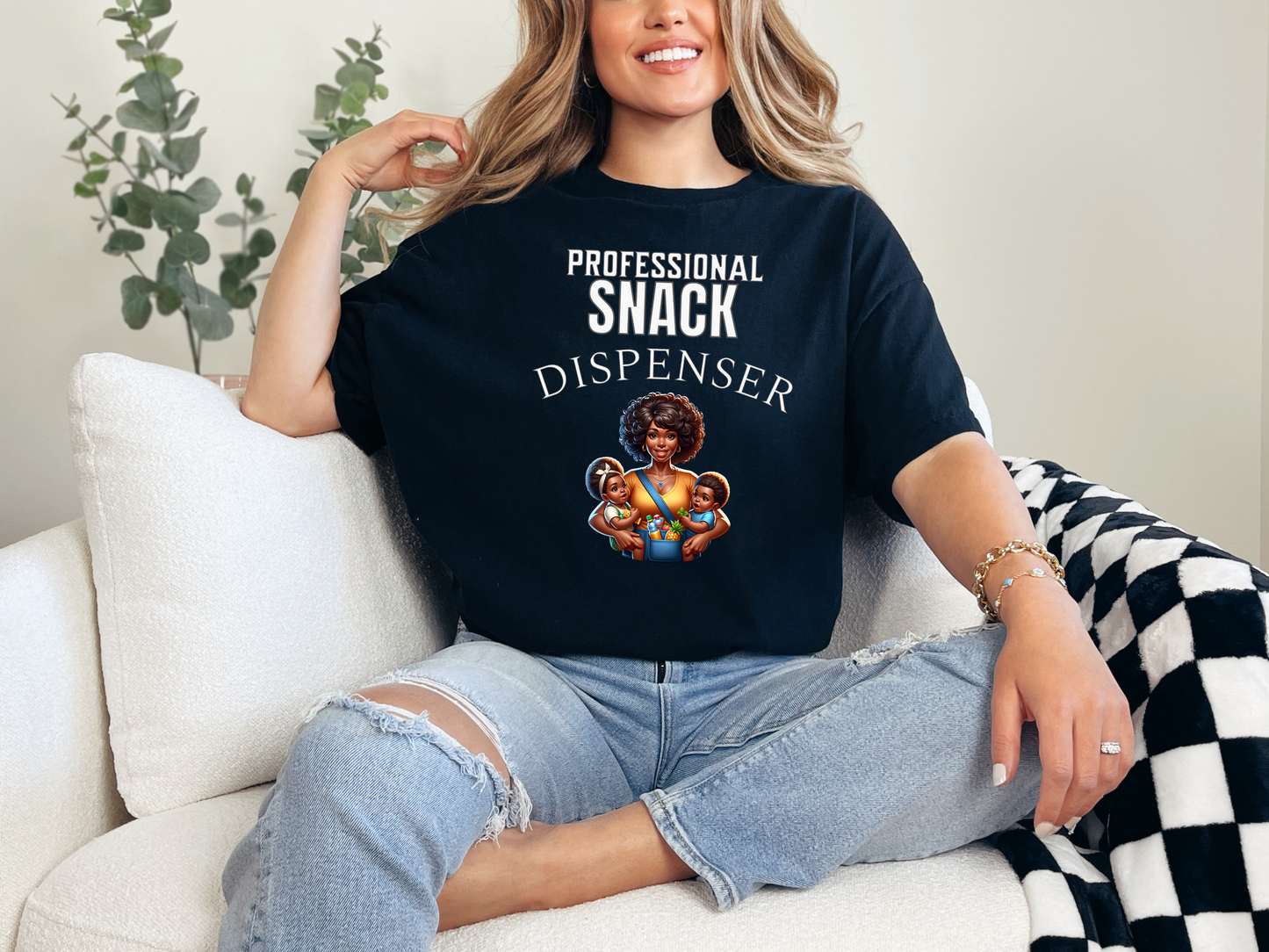 Professional Snack Dispenser Mother Women's Adult Funny Shirt T-Shirt Silly Mom Joke Darker Skin