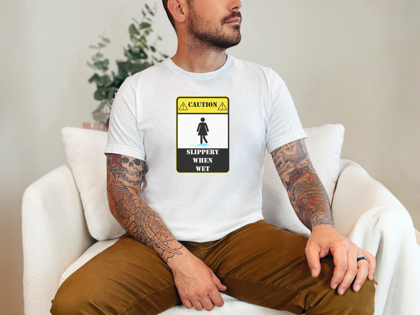 Slippery When Wet Adult Unisex Cotton Funny T-shirt