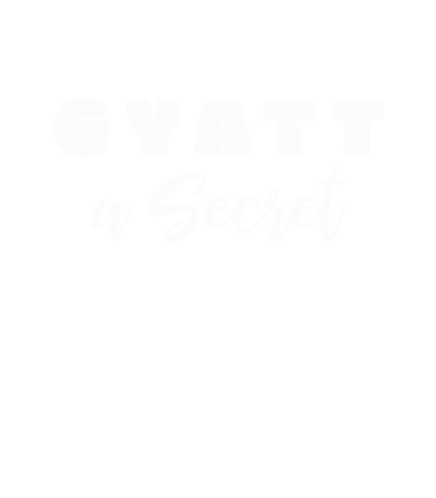 the words gyatt a secret on a black background